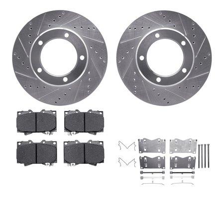 DYNAMIC FRICTION CO 7312-76115, Rotors-Drilled, Slotted-SLV w/3000 Series Ceramic Brake Pads incl. Hardware, Zinc Coat 7312-76115